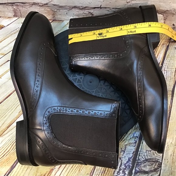 Brown Stretch Wingtip Slip On Chelsea Ankle Boots Various Sizes - Picture 5 of 7